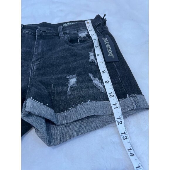 New BLANKNYC Size 26 The Fulton Rollup Shorts Washed Black Cutoff Denim - Picture 6 of 14
